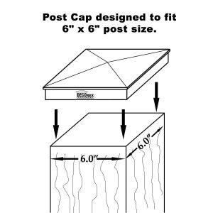 True 6" x 6" Heavy Duty Aluminium Pyramid Post Cap for Wood Posts