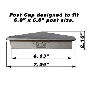 True 6" x 6" Heavy Duty Aluminium Pyramid Post Cap for Wood Posts