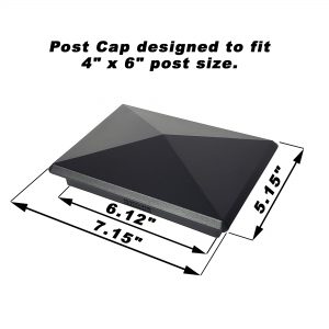 Decorex Hardware 4" x 6" Heavy Duty Aluminium Pyramid Post Cap for True/Actual 4" x 6" Wood Posts - Black (Works ONLY with Actual 4" x 6" Posts. Will NOT Work with Actual 3.5" x 5.5" Posts)