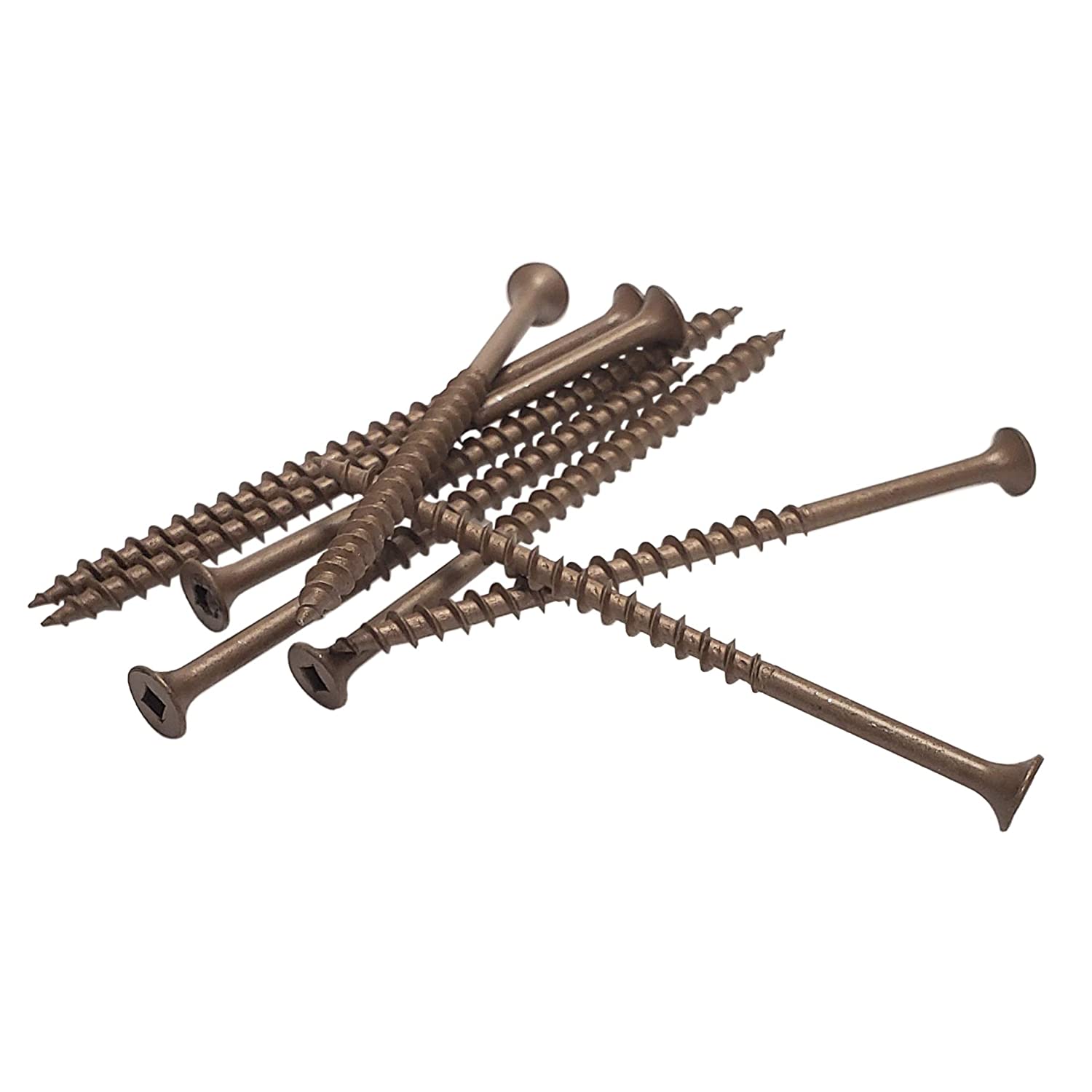 250-Pack #8 X 3 Inch Deck Screws - Torx Drive Brown Ruspert Coated Self-Drilling Screws