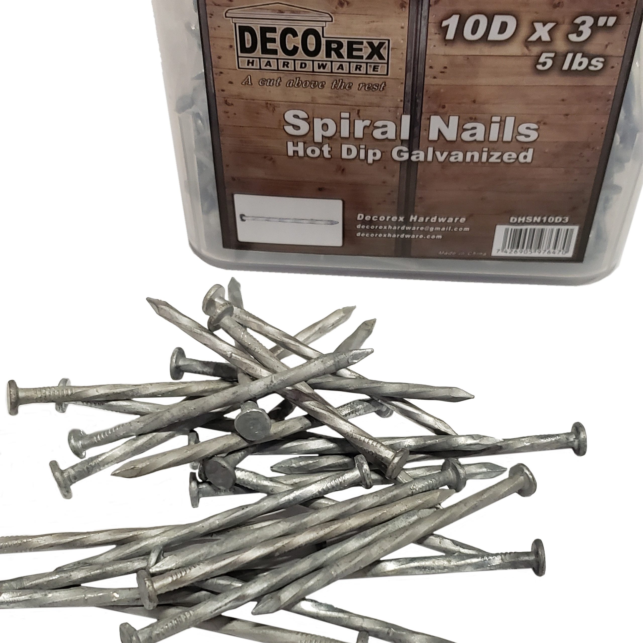 10D x 3" Spiral Shank Nails Hot Dipped Galvanized 5lb DHSN10D3