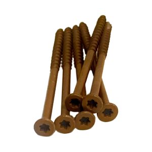 #8 x 2.5 Deck Screws, Torx Drive, Bugle Head, Brown Ruspert, Self-Drilling - 250pcs Jar