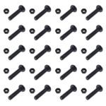 8 x 35 mm Long Carriage Bolt Set w/Hex Nut for Chain Link Fence Accessories - Black (20 Pack)