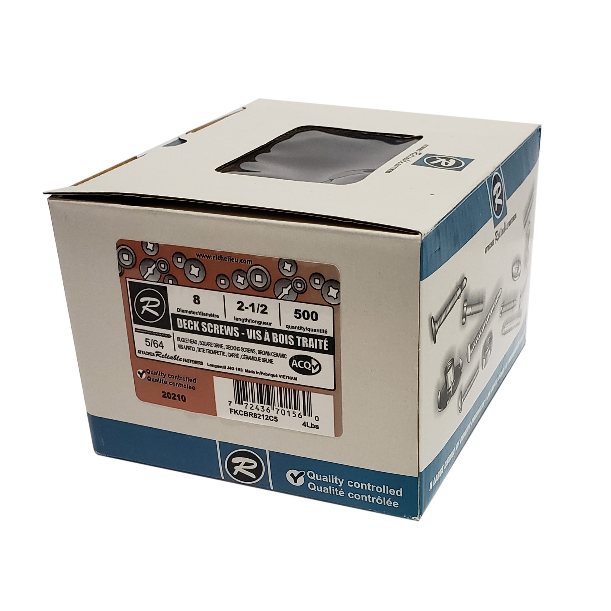 Reliable #8 x 2 1/2" Deck Screws | Square Drive | Bugle Head | Brown Ceramic Finish | 500pcs Box - Image 5