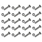 8 x 35 mm Long Carriage Bolt Set w/Hex Nut for Chain Link Fence Accessories (20 Pack)