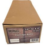 3/8" - 16 x 9" Carriage Bolt | Round Head | Hot Dip Galvanized | 45pcs Box