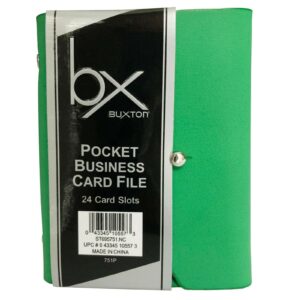 Buxton Pocket Business Card File - 24 Card Slots - Green