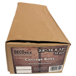 3/8" - 16 x 12" Carriage Bolt | Round Head | Hot Dip Galvanized | 35pcs Box
