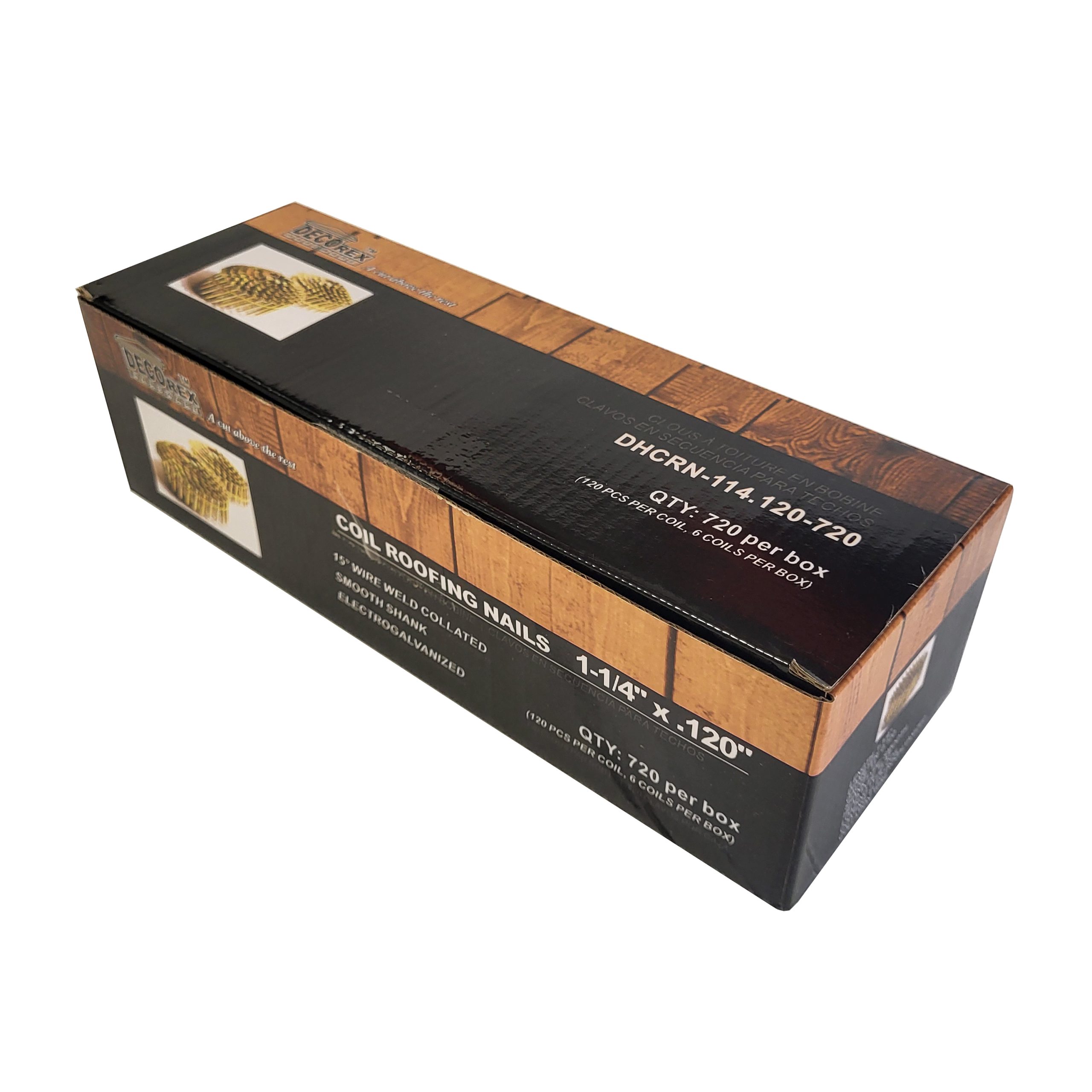 Coil Roofing Nails 1-1/4" x 0.120 Electro Galvanized, 15 Degree - 720pcs (120pcs per coil, 6coils per box) - DHCRN-114.120-720 - Image 2