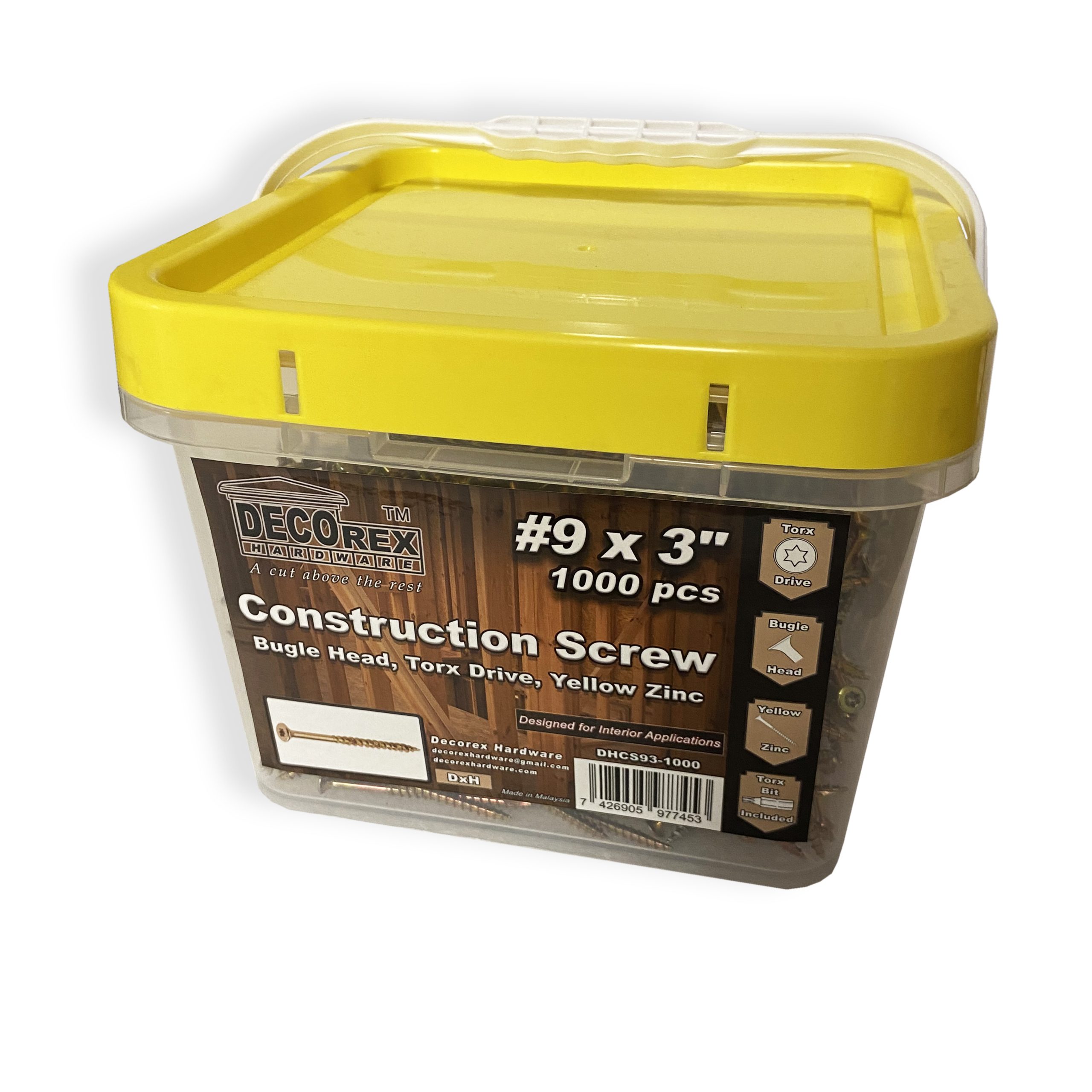 #9 x 3" Construction Multi-Purpose Framing Screws | Torx Drive | Bugle Head | Coarse Thread | Bit Included | Yellow Zinc - 1000pcs - Image 6
