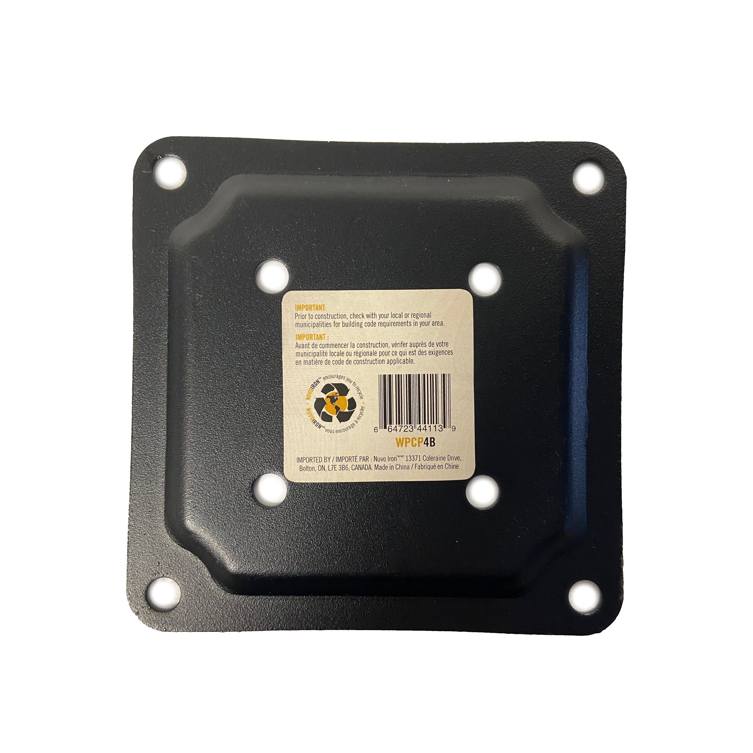 Nuvo Iron 4" x 4" Wood Post Plate Connector, Black - WPCP4B - Image 4