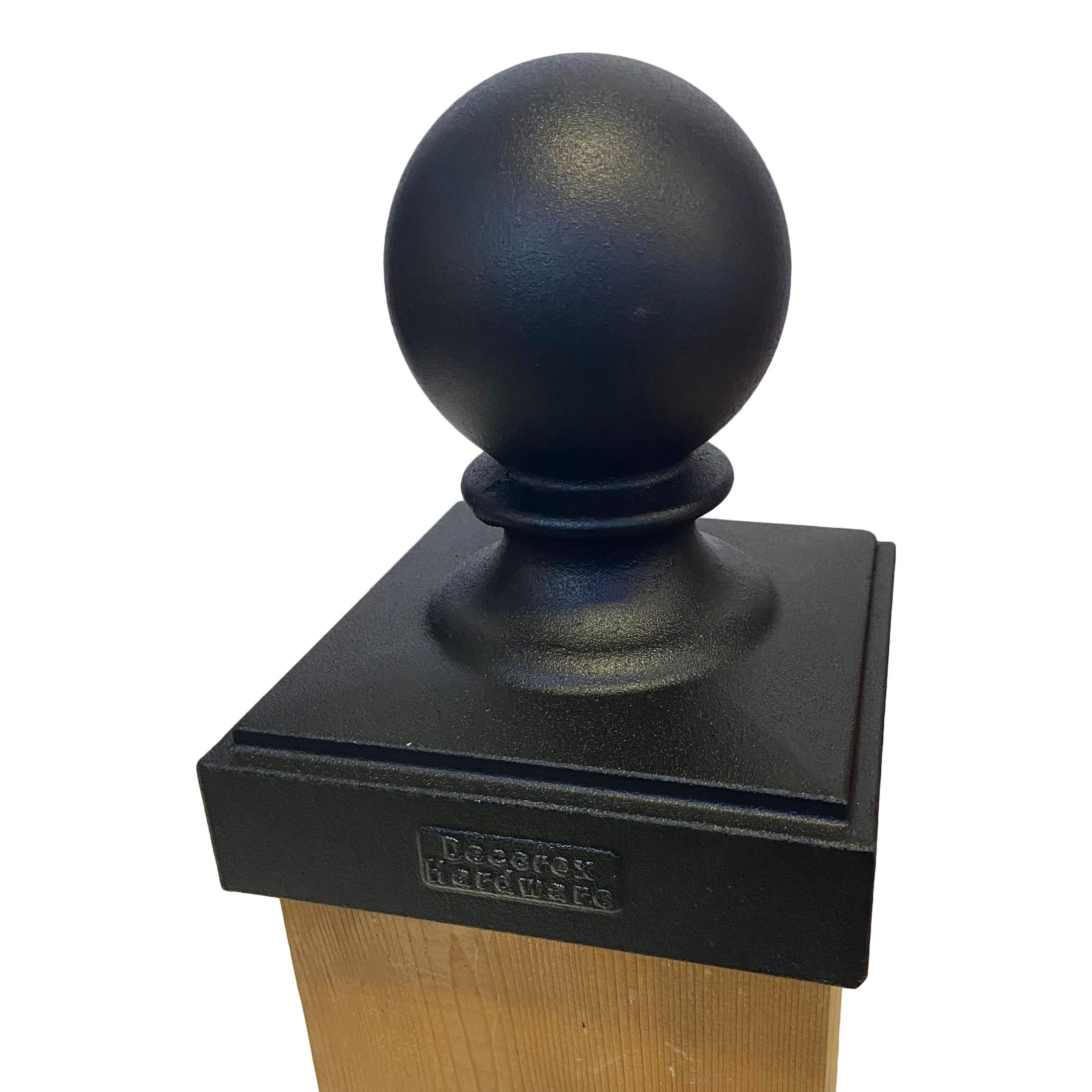 Decorex Hardware 5.5" x 5.5" Heavy Duty Aluminum Ball Post Cap for True/Actual 5.5" x 5.5" Wood Posts - Black (Works ONLY with Actual 5.5" x 5.5" Posts. Will NOT Work with Actual 6" x 6" Posts) - Image 2