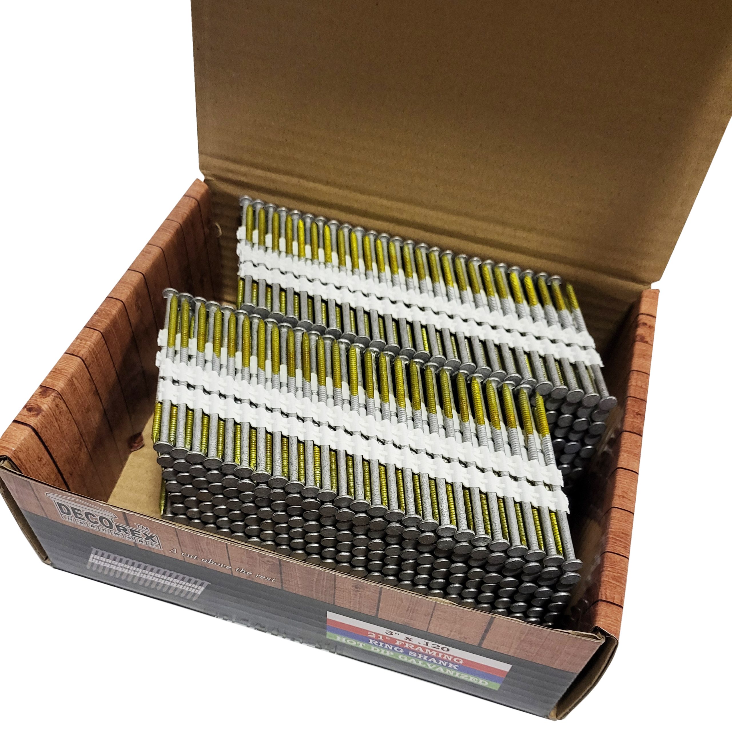 3" x .120" Ring Shank Nails, Plastic Collated, HDG (20-22 Degree) - 1000pcs box (DHPSNR-3.120K) - Image 3