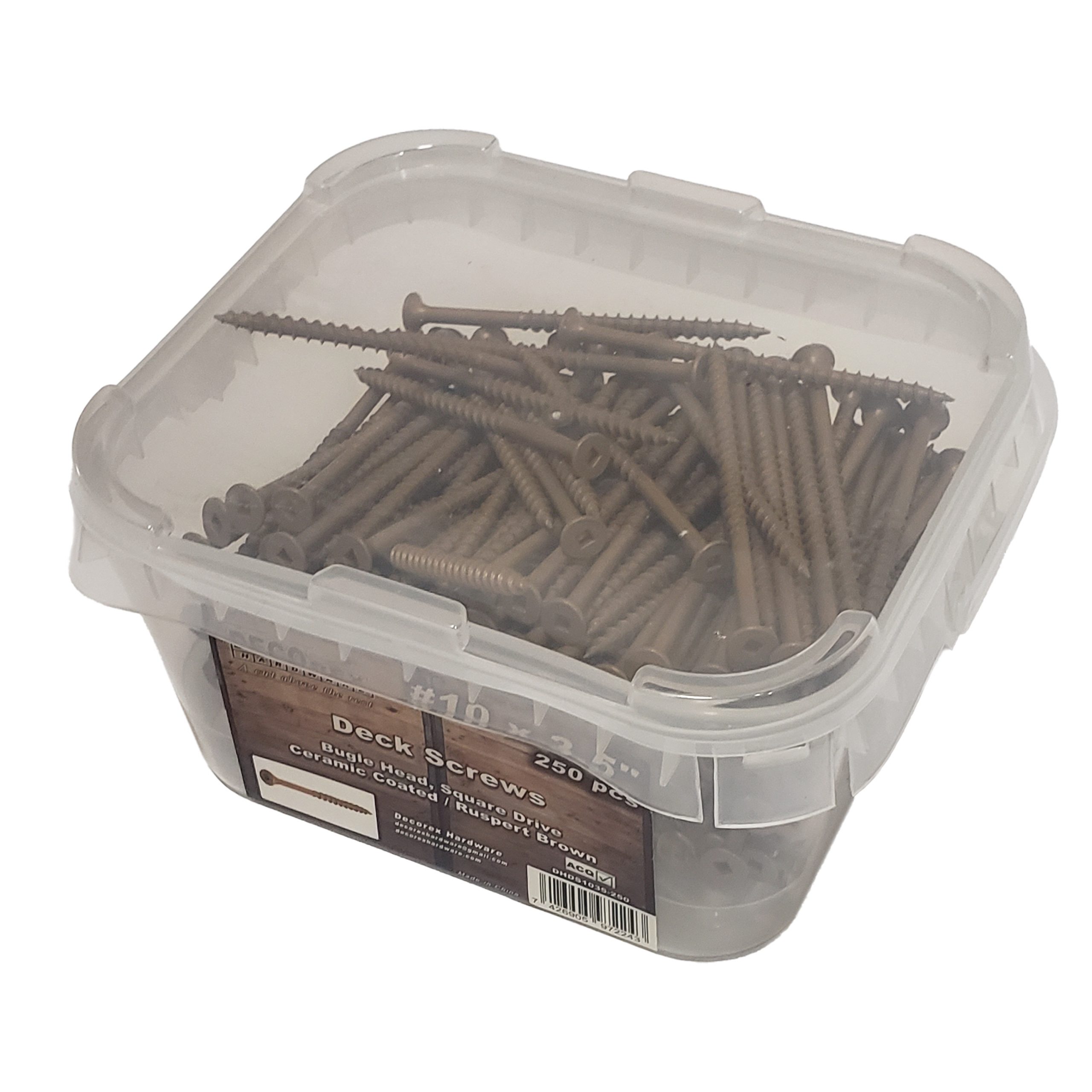 #10 x 3 1/2" Deck Screws | Square Drive | Bugle Head | Brown Ruspert | 250pcs Box - Image 5