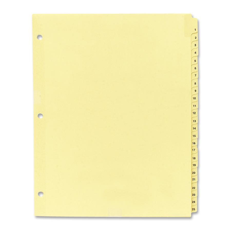 Sparco Clear Plastic Numbered Tab Indexes 25 - Tab(s) Printed 8.5” x 11”