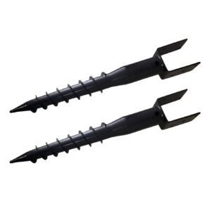 Ground Spike Post Anchor (Screw in) 27" Long - for 3.5" x 3.5" Post - Black Powder Coated - DH-GS2 (2 Pack)