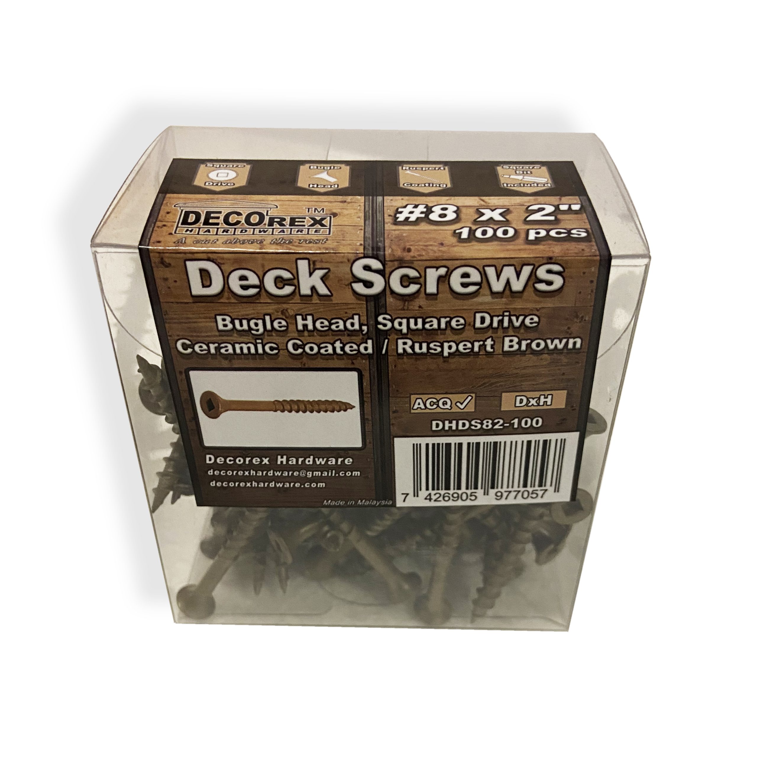 #8 x 2" Deck Screws | Square Drive | Bugle Head | Brown Ruspert | 100pcs Box - Image 3