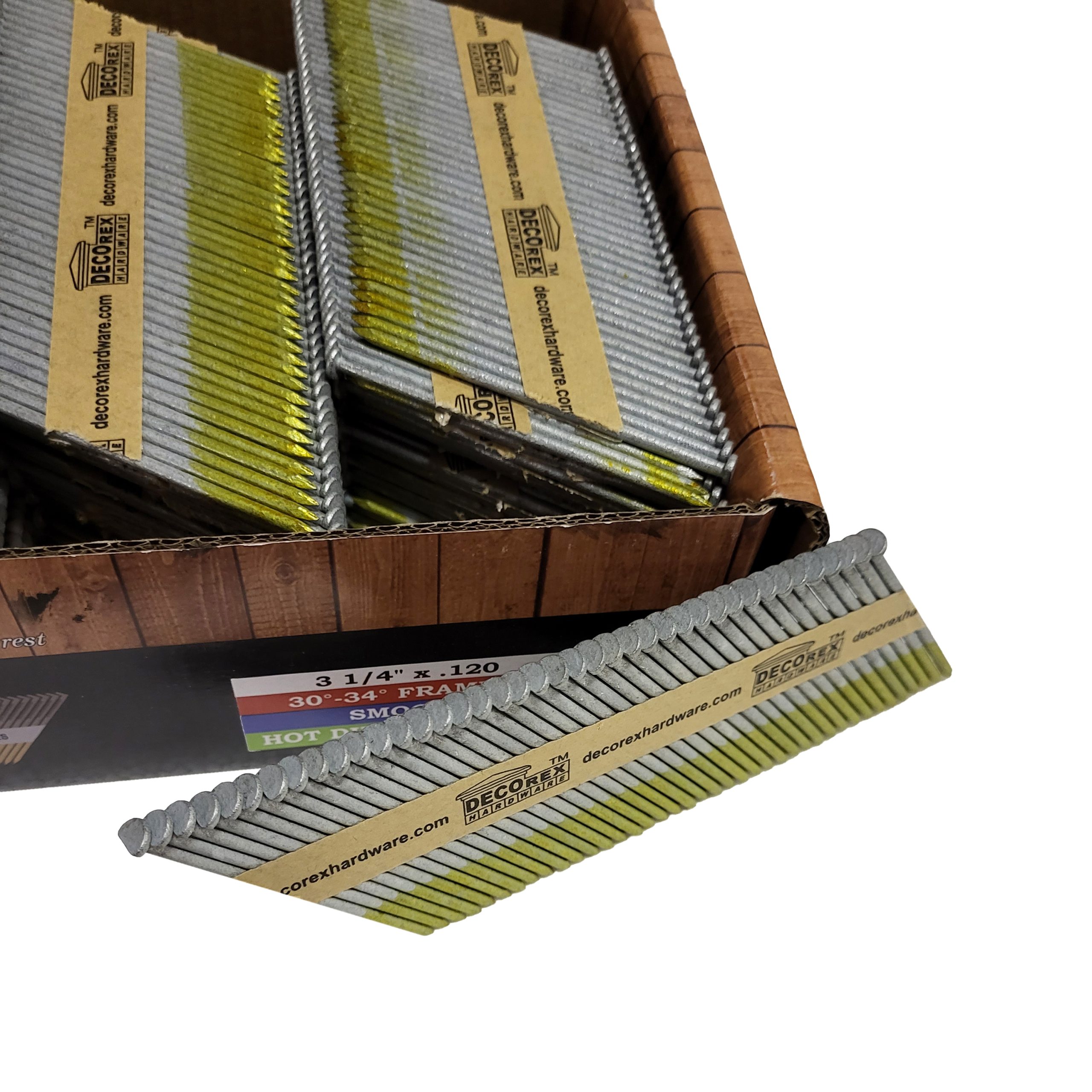 3 1/4" x .120 Smooth Shank Strip Nails, Paper Collated, Hot Dip Galvanized (30-34 Degree) - 2500pcs box (DHSNS-314.120) - Image 6