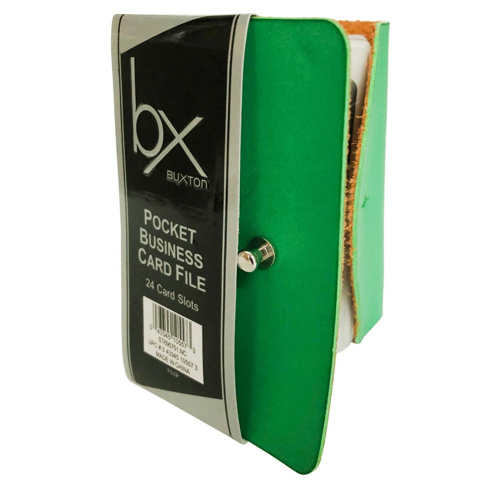 Buxton Pocket Business Card File - 24 Card Slots - Green - Image 2