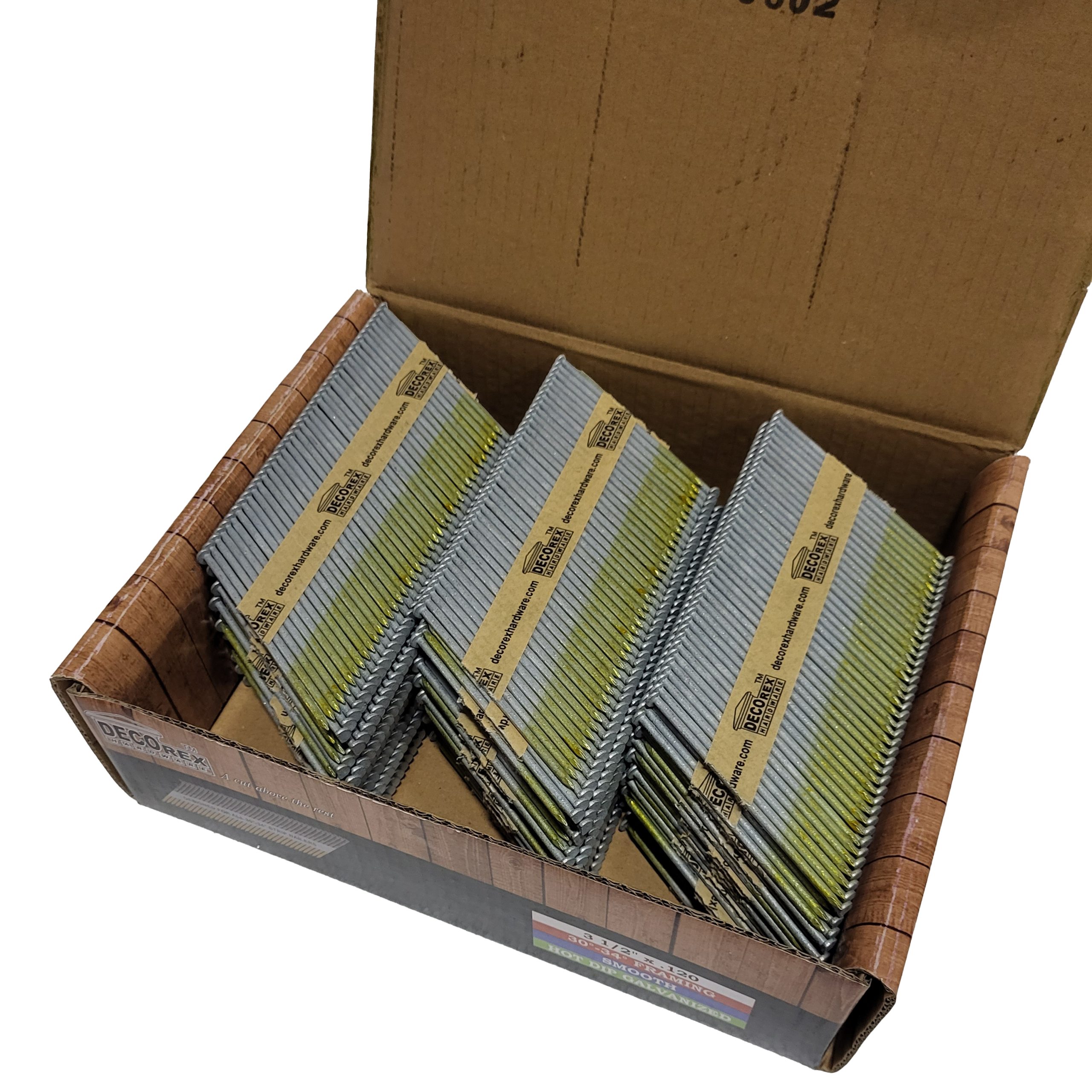 3 1/2" x .120 Smooth Shank Strip Nails, Paper Collated, Hot Dip Galvanized (30-34 Degree) - 2500pcs box (DHSNS-312.120) - Image 4