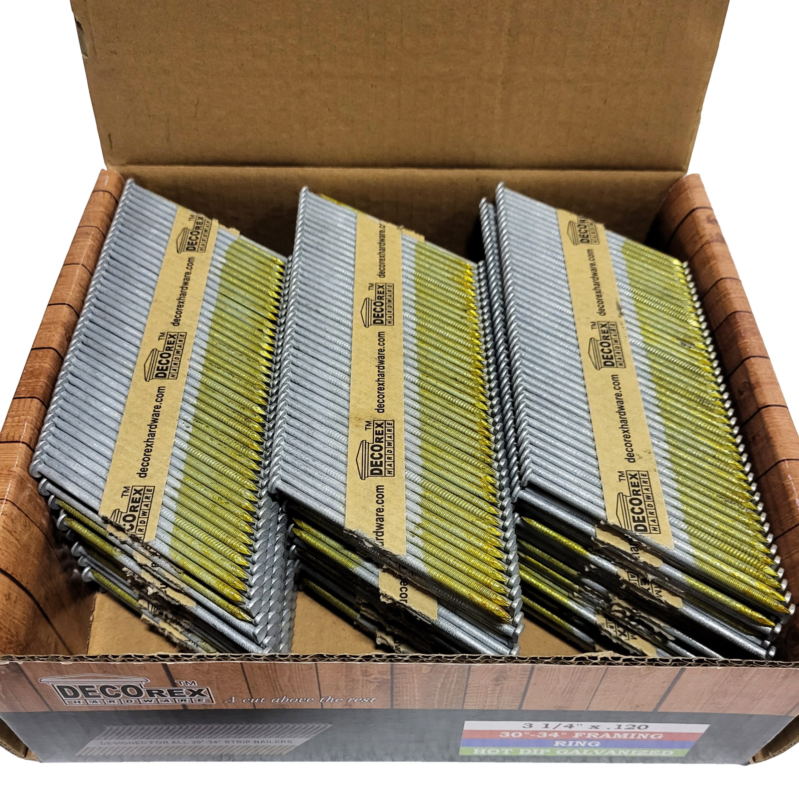 3 1/4" x .120 Ring Shank Strip Nails, Paper Collated, Hot Dip Galvanized (30-34 Degree) - 2500pcs box (DHSNR-314.120) - Image 5