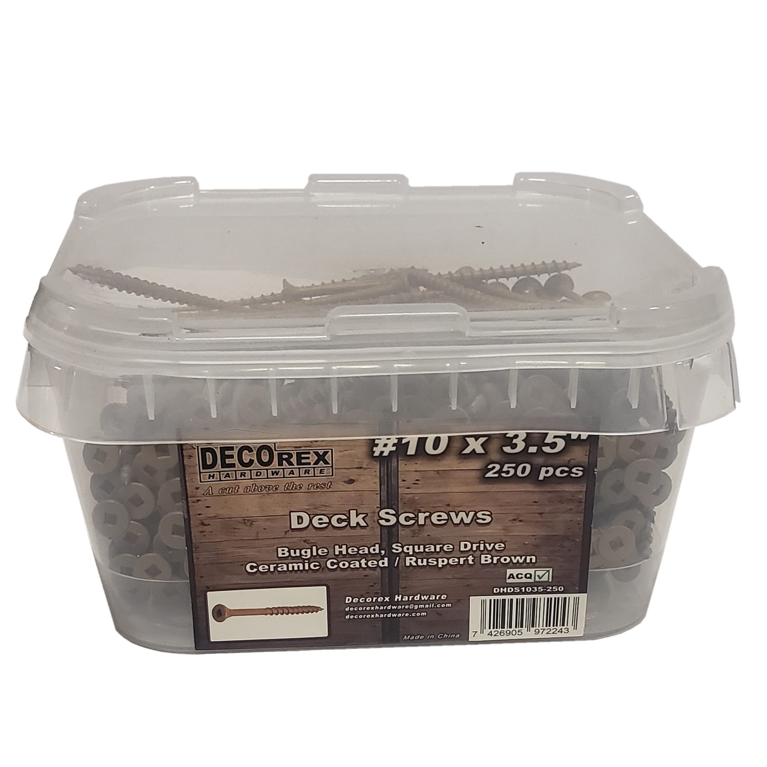 #10 x 3 1/2" Deck Screws | Square Drive | Bugle Head | Brown Ruspert | 250pcs Box - Image 3