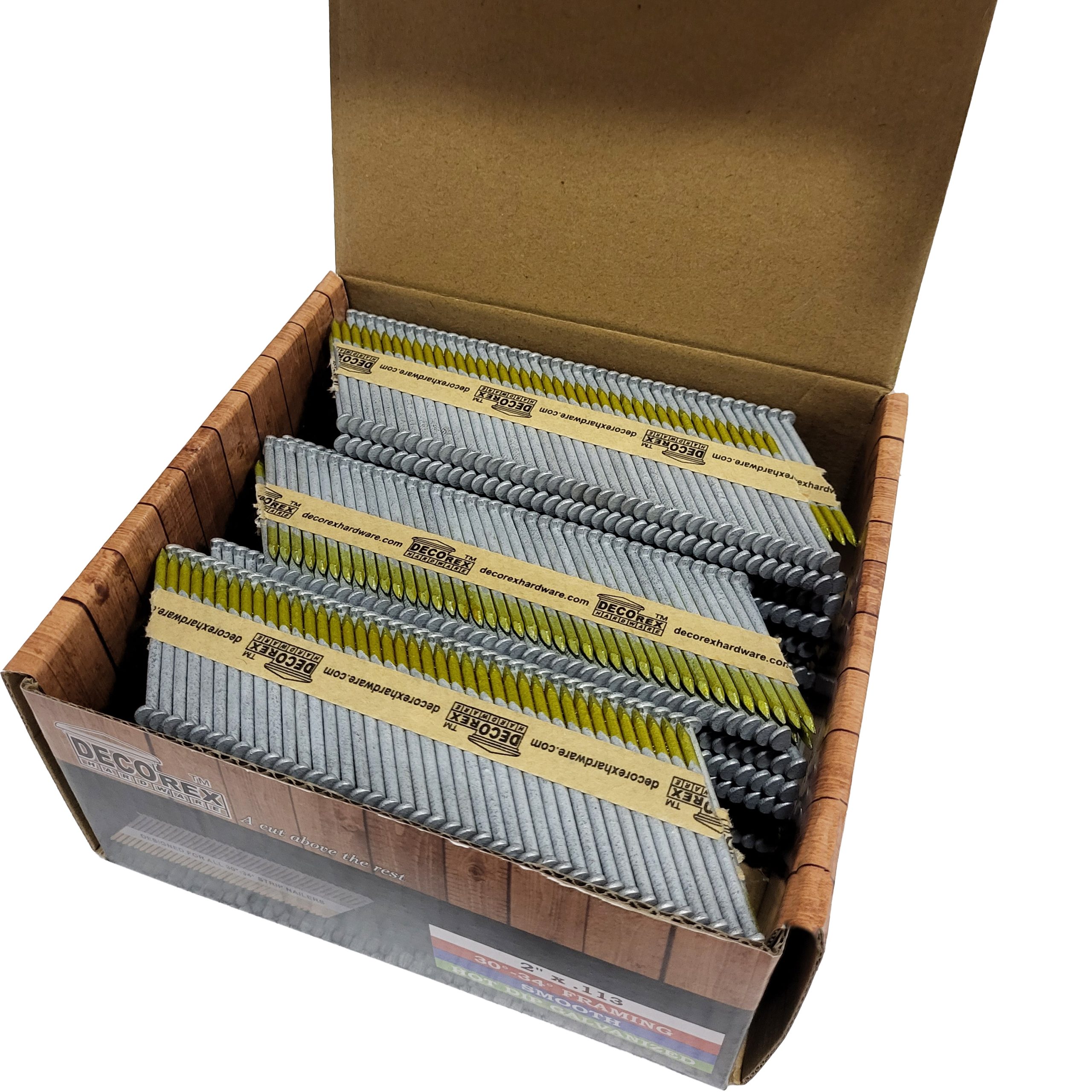 2" x .113 Smooth Shank Strip Nails, Paper Collated, Hot Dip Galvanized (30-34 Degree) - 2500pcs box (DHSNS-2.113) - Image 4
