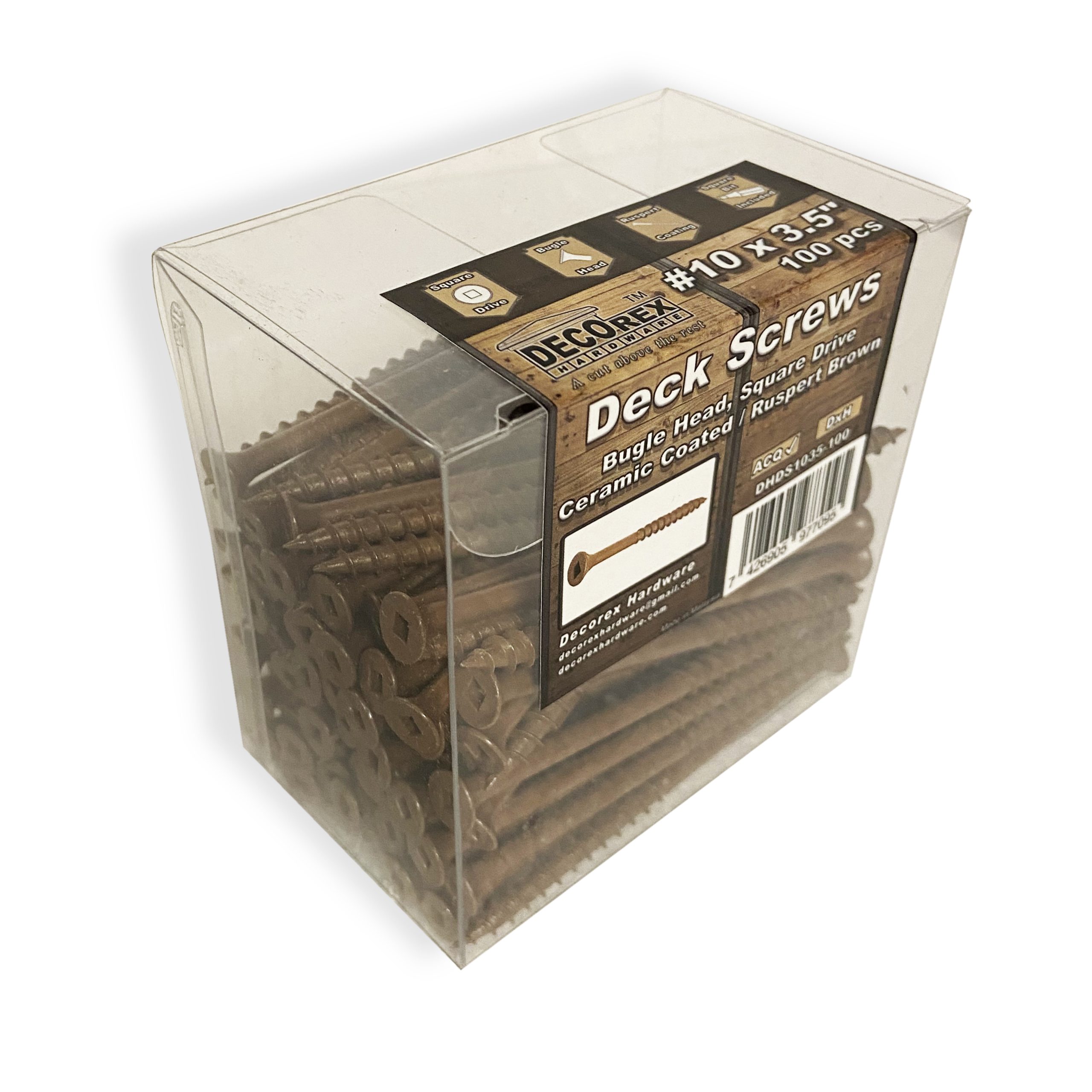 #10 x 3 1/2" Deck Screws | Square Drive | Bugle Head | Brown Ruspert | 100pcs Box - Image 4