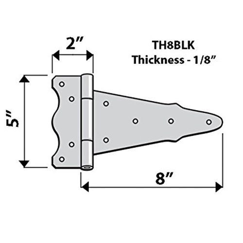 Nuvo Iron Tee Hinges 8" Black TH8BLK (2 pcs set) - Image 4
