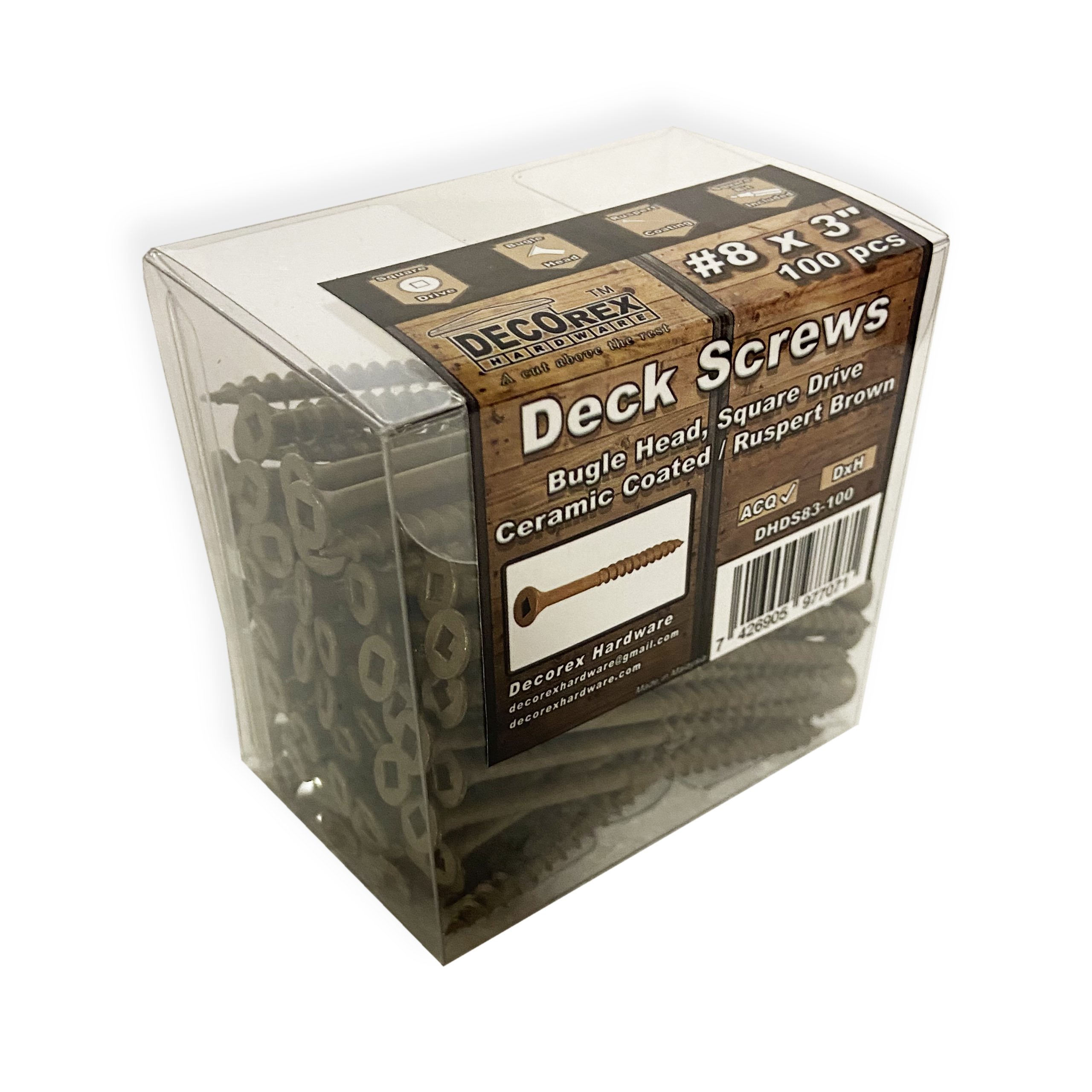 #8 x 3" Deck Screws | Square Drive | Bugle Head | Brown Ruspert | 100pcs Box - Image 4