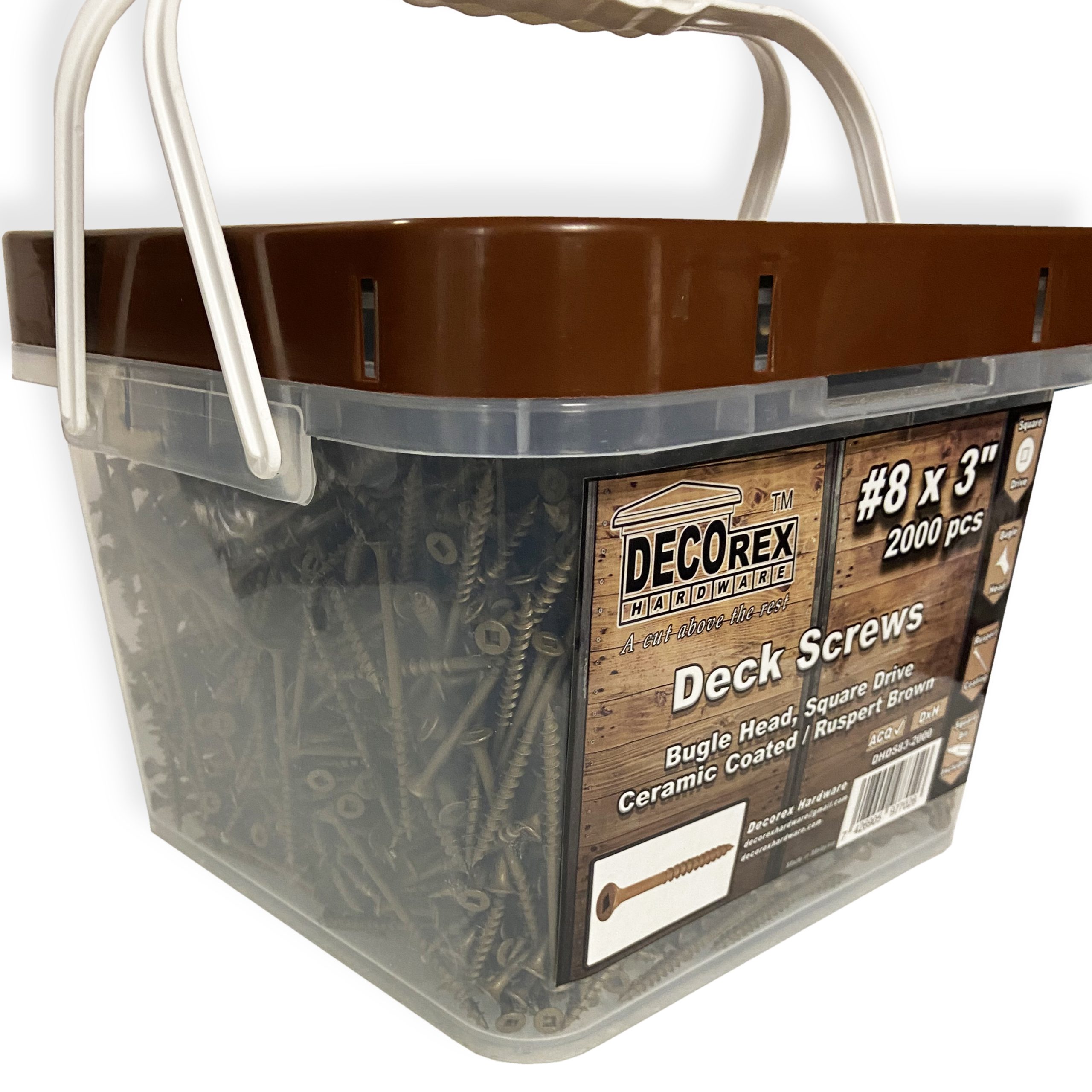 #8 x 3" Deck Screws | Square Drive | Bugle Head | Brown Ruspert | 2000pcs Box - Image 4