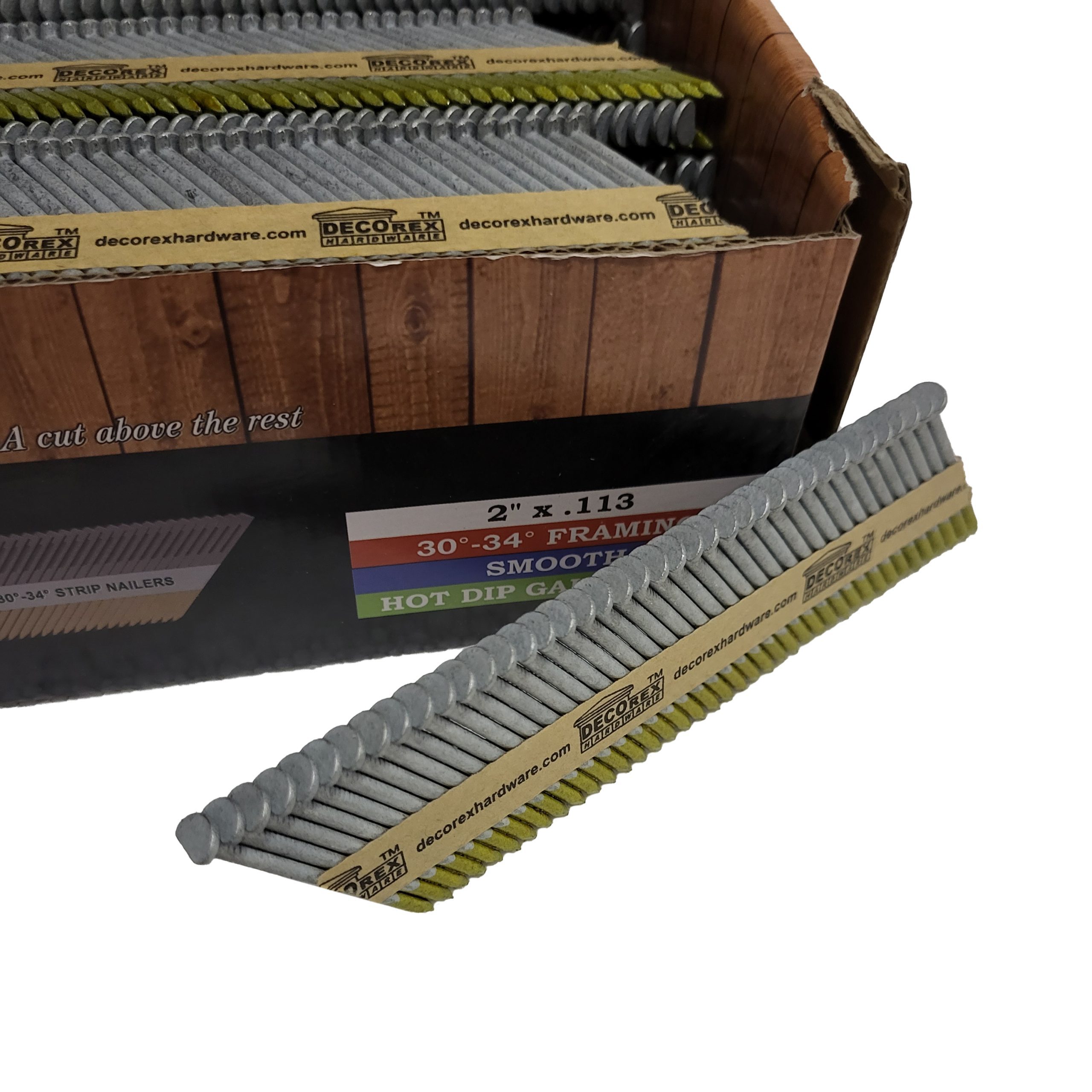 2" x .113 Smooth Shank Strip Nails, Paper Collated, Hot Dip Galvanized (30-34 Degree) - 2500pcs box (DHSNS-2.113) - Image 6