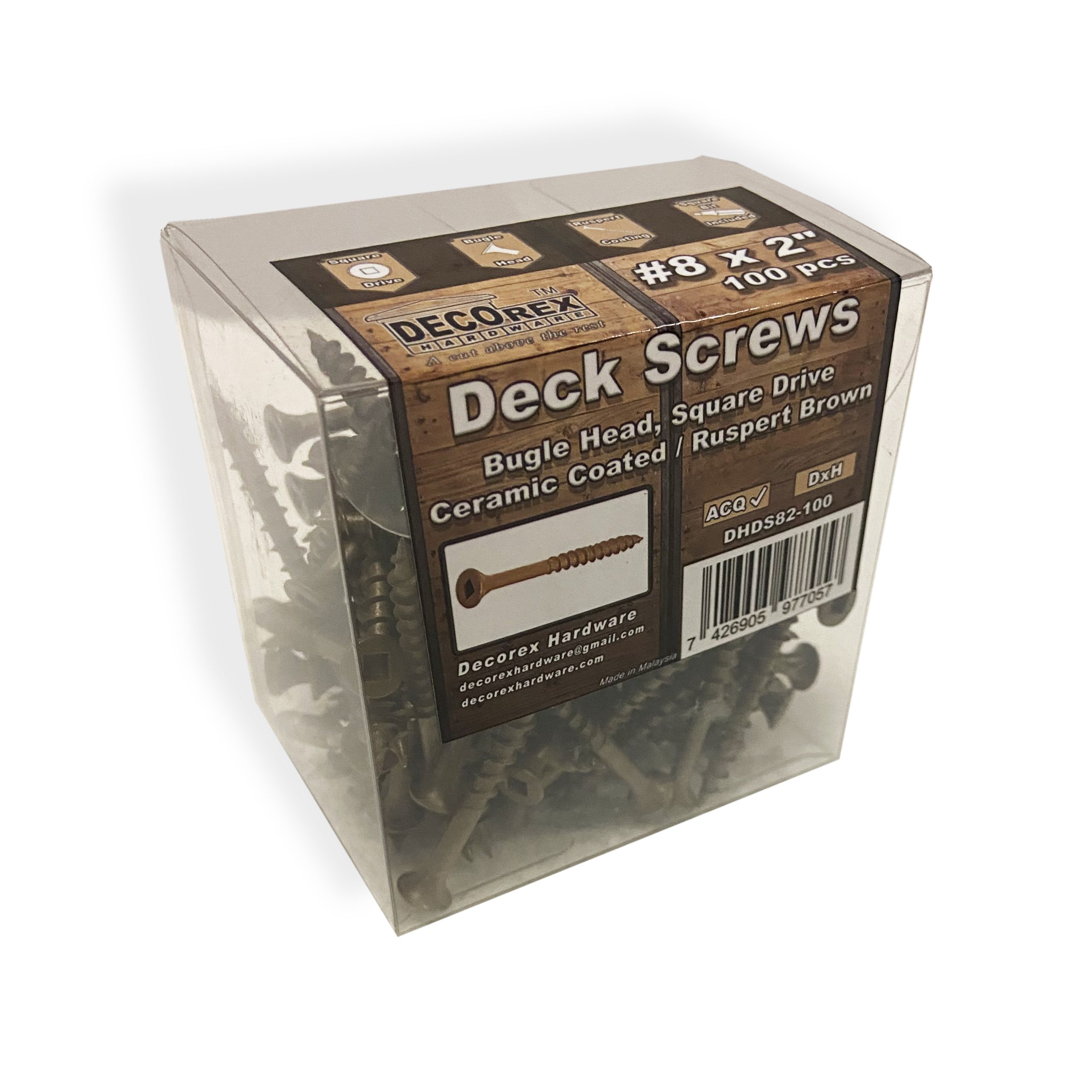 #8 x 2" Deck Screws | Square Drive | Bugle Head | Brown Ruspert | 100pcs Box - Image 5