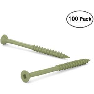 Deck Screws #8 x 2-1/2" ACQ Green Ceramic Finish, Square Drive (100 Pack)