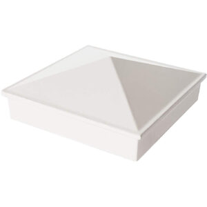 Decorex Hardware 3" x 3" Aluminium Pyramid Post Cap for Metal Posts - Pressure Fit - White (DHPPC30WF)