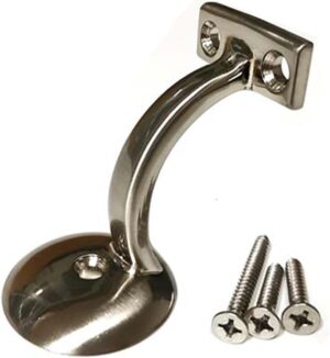 Handrail Bracket Round for Stairways with Mounting Screws - Set of 5 - (Satin Chrome) - DH-B4