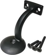 Handrail Bracket Round for Stairways with Mounting Screws - Set of 5 - (Satin Black) - DH-B1