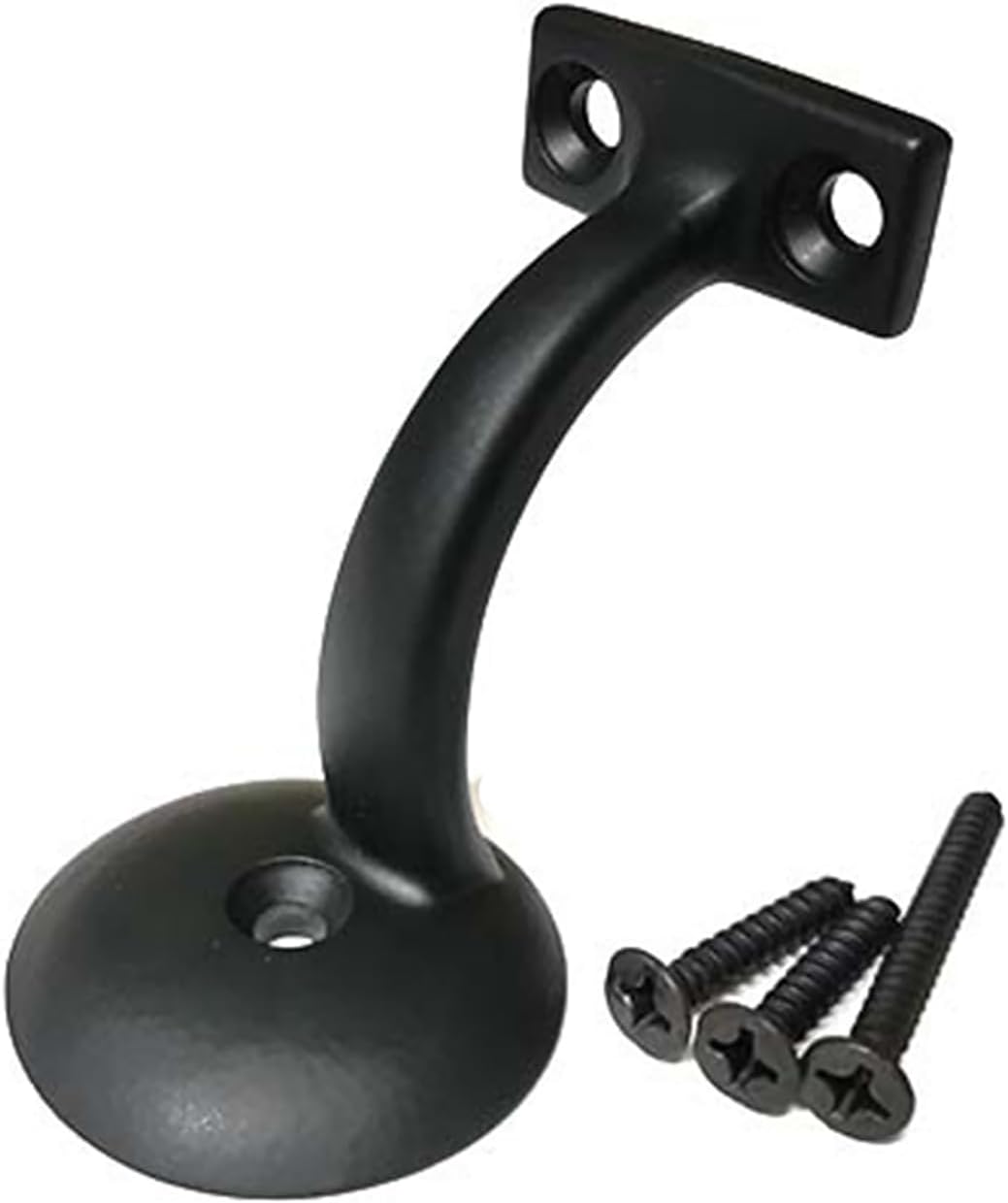 Handrail Bracket Round for Stairways with Mounting Screws - Set of 5 - (Satin Black) - DH-B1