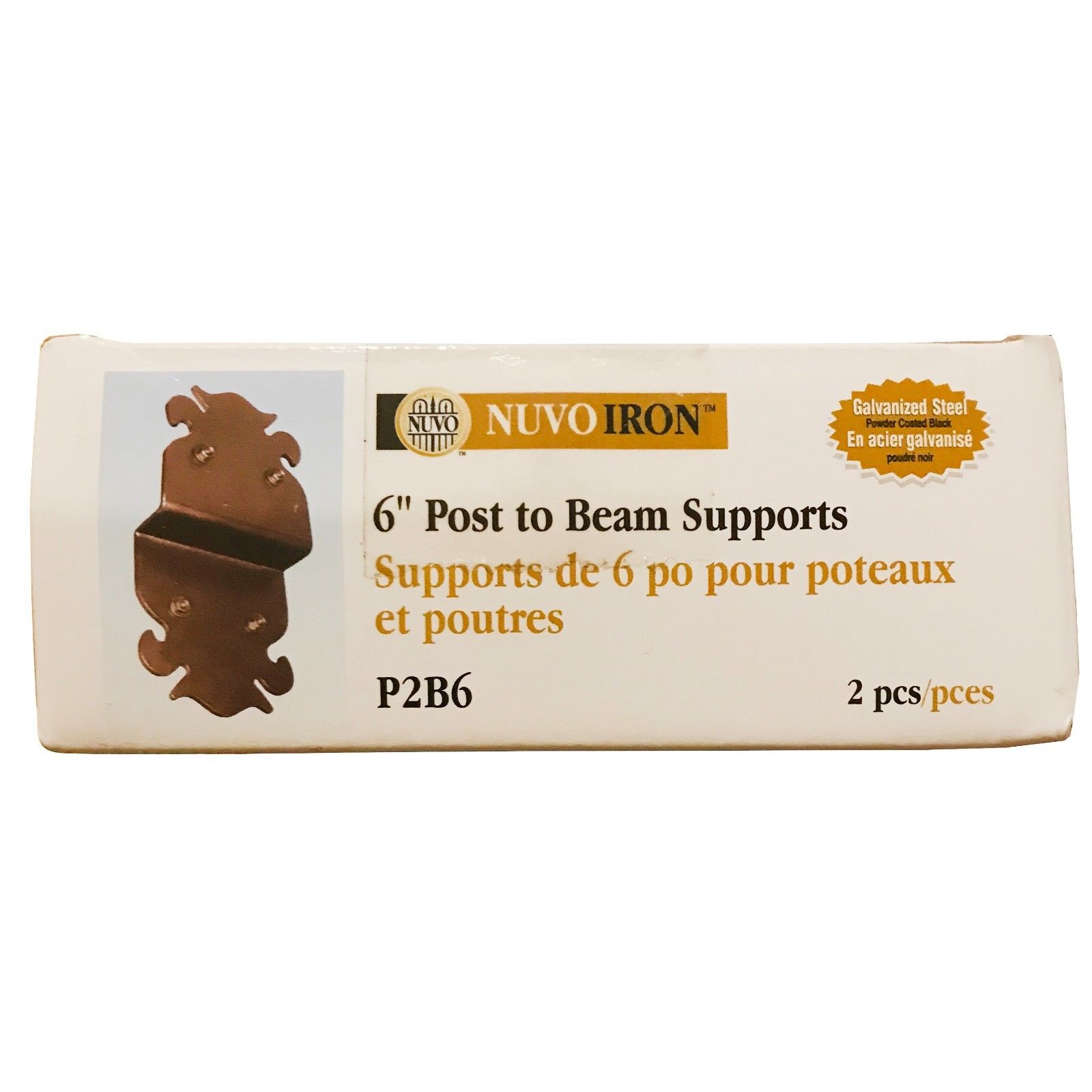 Nuvo Iron 6" Ornamental Post to Beam Supports P2B6 (5" x 9.875") 2pcs - Black - Image 7