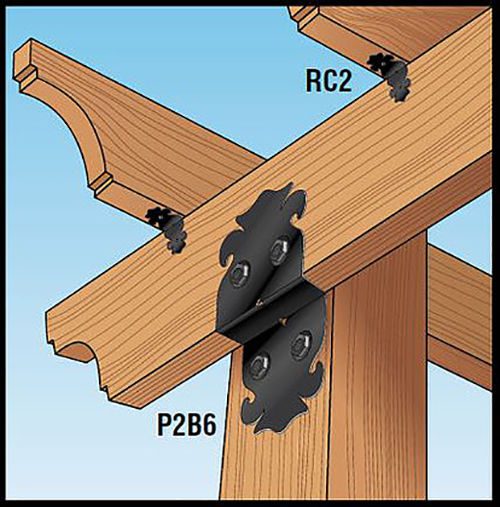 Nuvo Iron 6" Ornamental Post to Beam Supports P2B6 (5" x 9.875") 2pcs - Black - Image 8