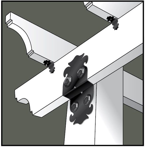 Nuvo Iron 6" Ornamental Post to Beam Supports P2B6 (5" x 9.875") 2pcs - Black - Image 9