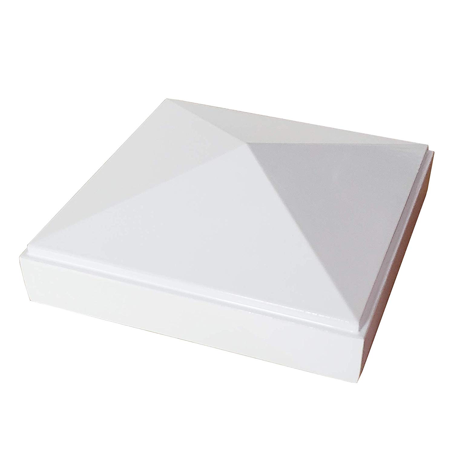 Decorex Hardware Aluminum 4" x 4" Pyramid Post Cap for 4″ x 4″ Metal Posts - Pressure Fit - White - Image 2