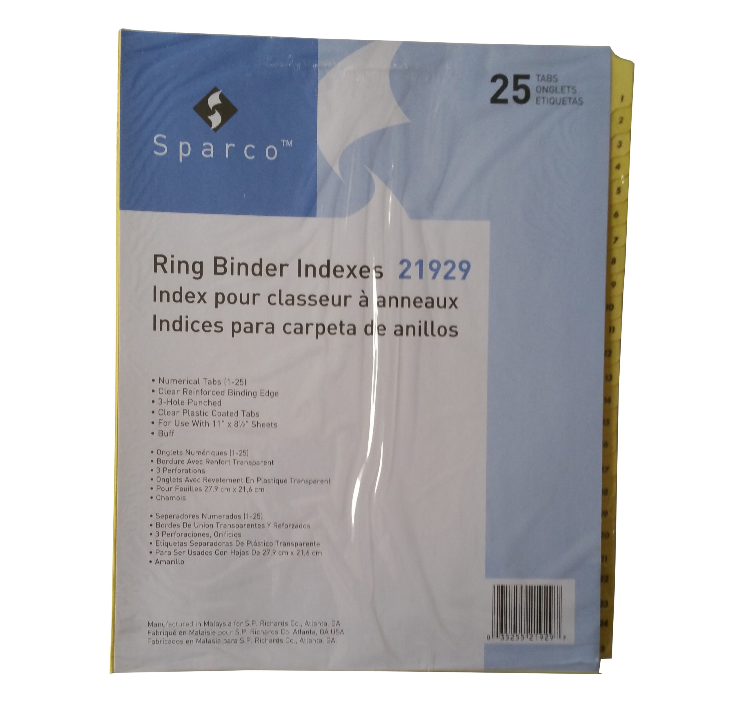 Sparco Clear Plastic Numbered Tab Indexes 25 - Tab(s) Printed 8.5” x 11” - Image 2