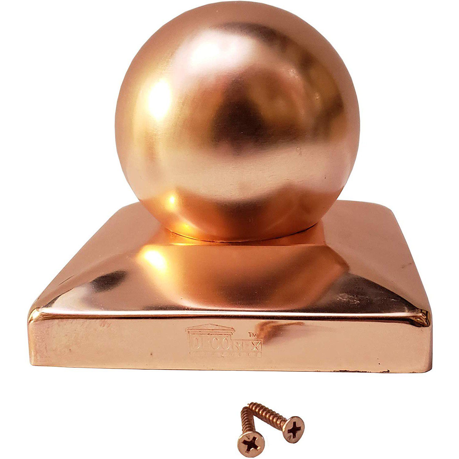 Decorex Hardware 5.5" x 5.5" Solid Copper Ball Post Cap for Actual 5.5" x 5.5" Wood Posts - Image 2