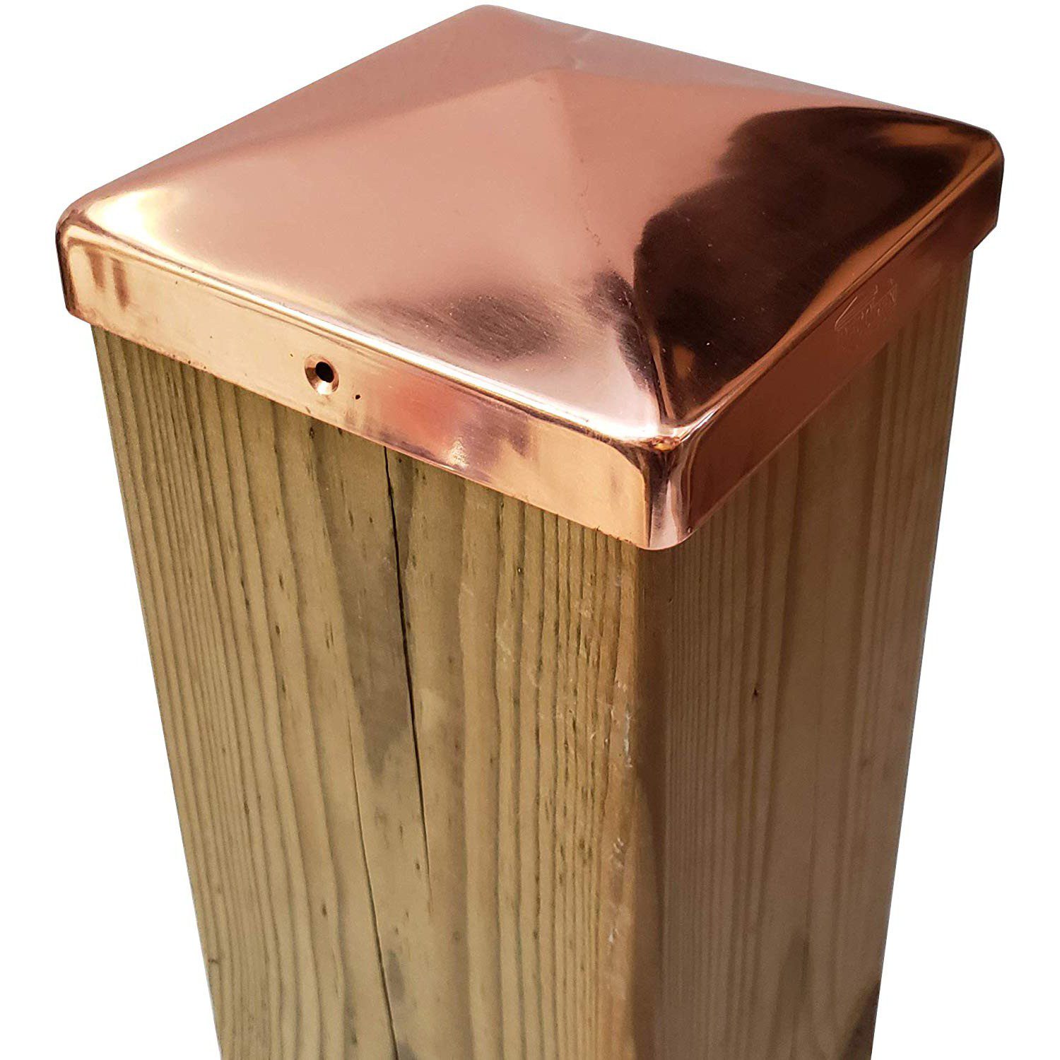 Decorex Hardware 5.5" x 5.5" Solid Copper Pyramid Post Cap for Actual 5.5" x 5.5" Wood Posts - Image 2