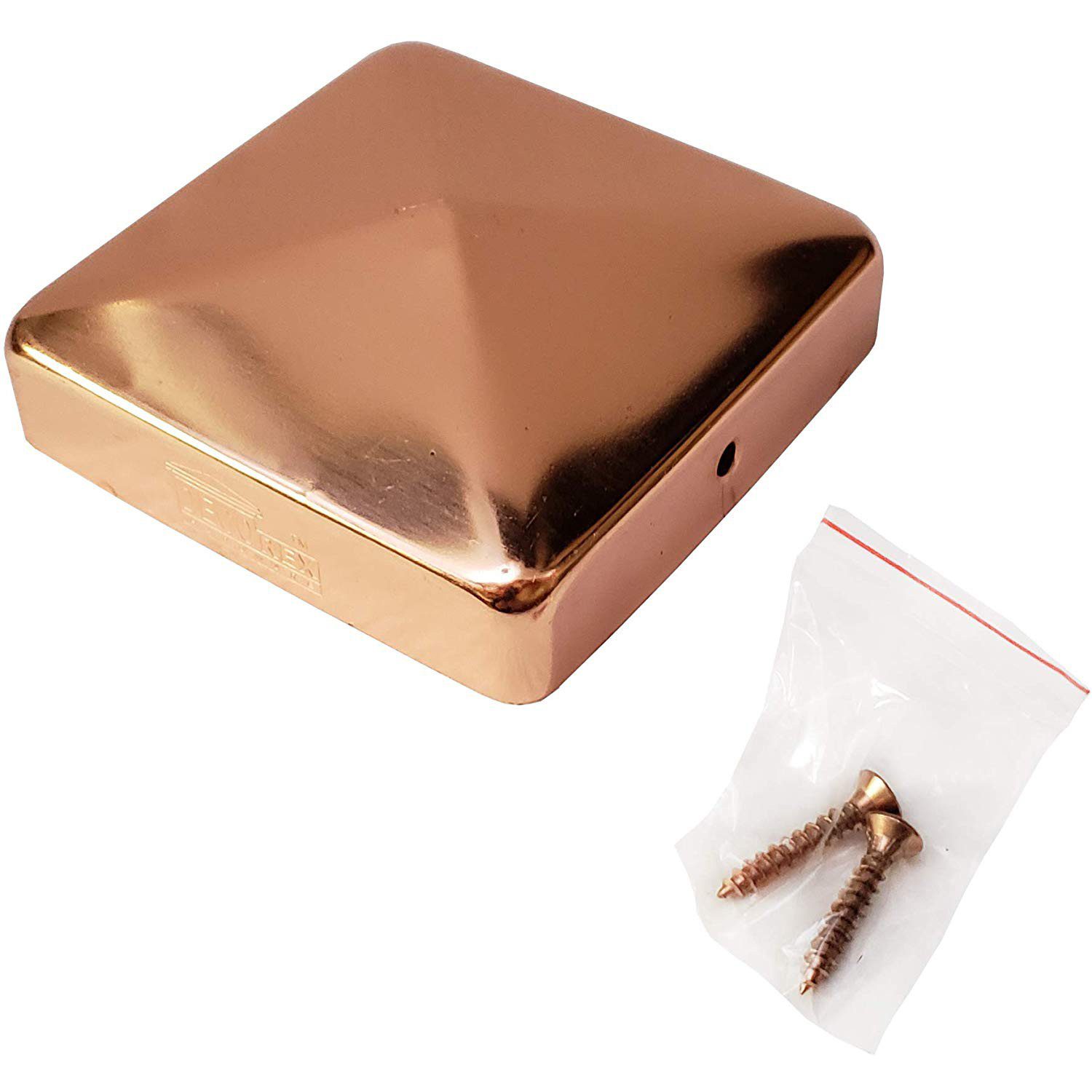 Decorex Hardware 3.5" x 3.5" Solid Copper Pyramid Post Cap for Actual 3.5" x 3.5" Wood Posts - Image 7
