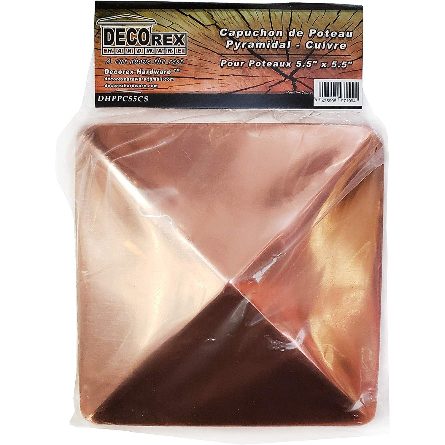 Decorex Hardware 5.5" x 5.5" Solid Copper Pyramid Post Cap for Actual 5.5" x 5.5" Wood Posts - Image 8