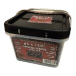 #6 x 1-5/8" Drywall Screws – Bulk 4,000 Pack, Coarse Thread, Sharp Point, Flat Head, Phillips Drive, Black Phosphate – Wood Stud Drywall Fasteners + Driver Bit Included (TDW6158.40)