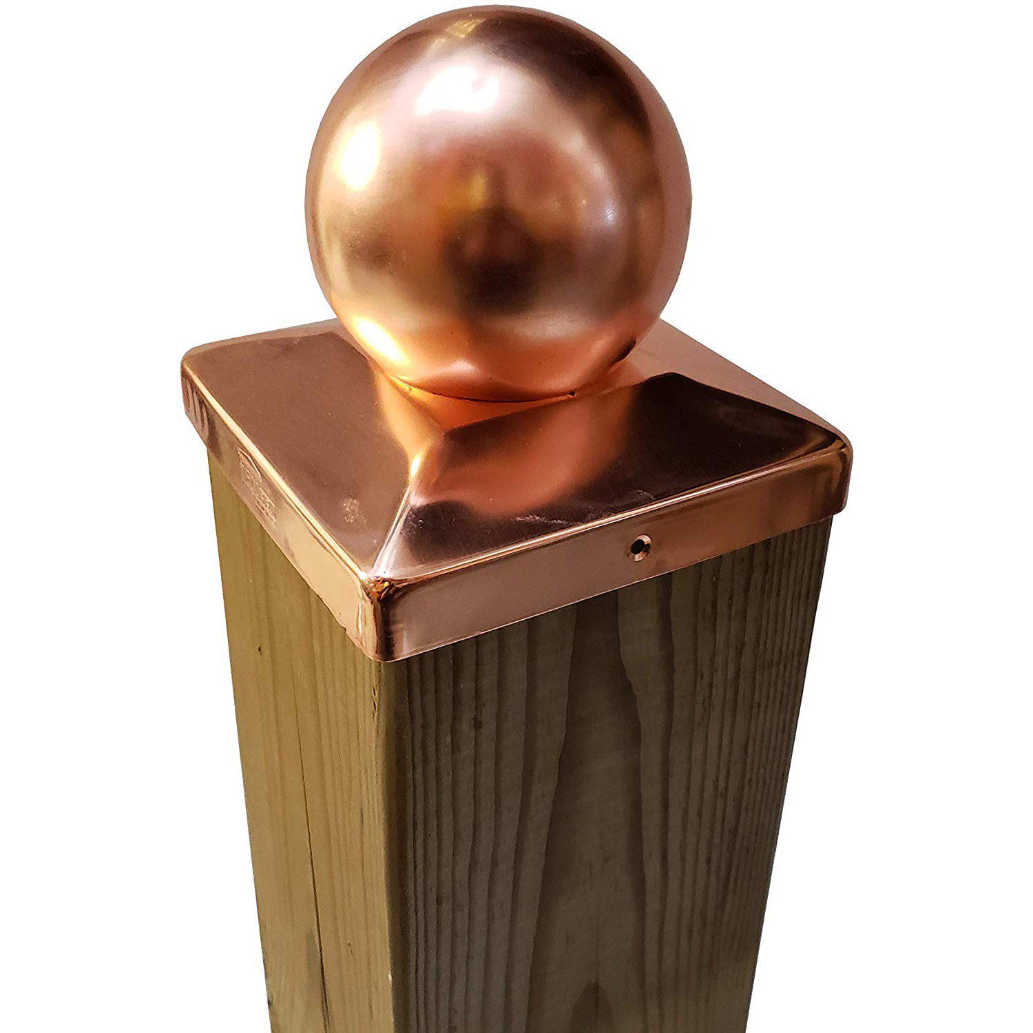 Decorex Hardware 5.5" x 5.5" Solid Copper Ball Post Cap for Actual 5.5" x 5.5" Wood Posts - Image 7