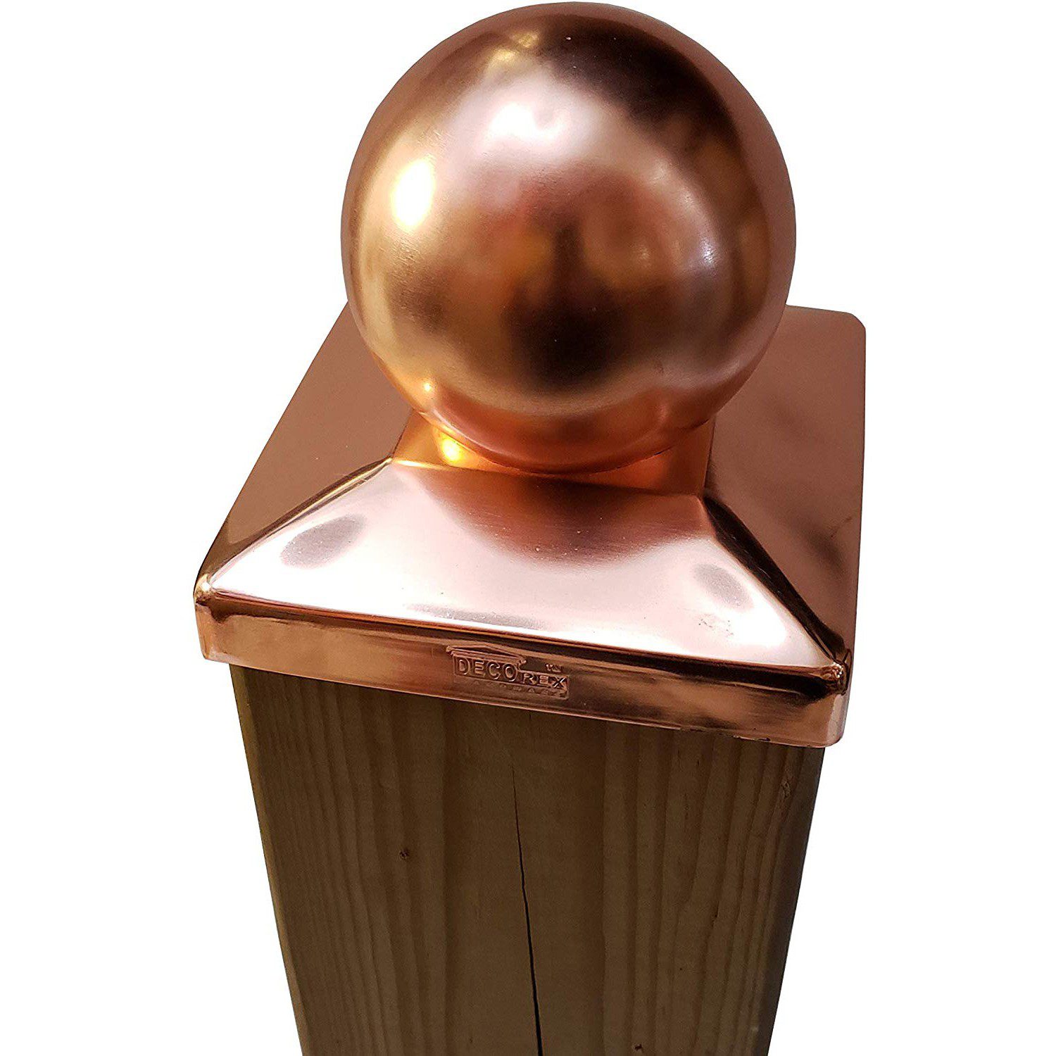 Decorex Hardware 5.5" x 5.5" Solid Copper Ball Post Cap for Actual 5.5" x 5.5" Wood Posts - Image 4